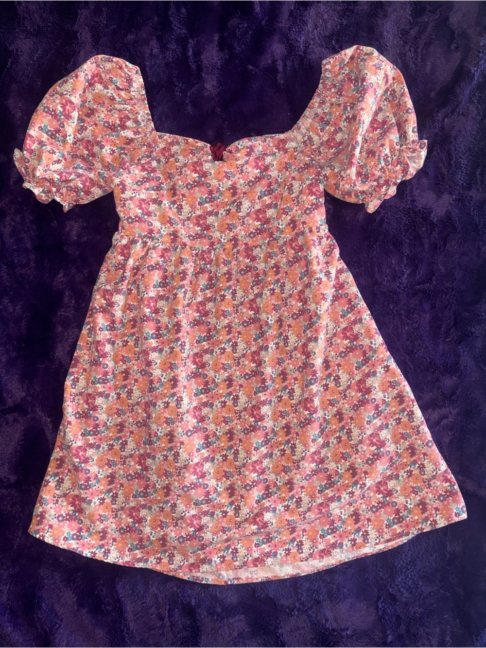 Altar'd State Pink Floral Puff-Sleeve Mini Dress